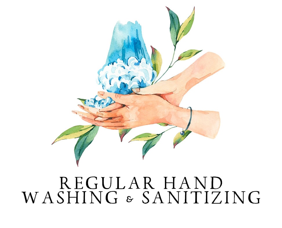Hand washing with soap and water, emphasizing hygiene and sanitation.